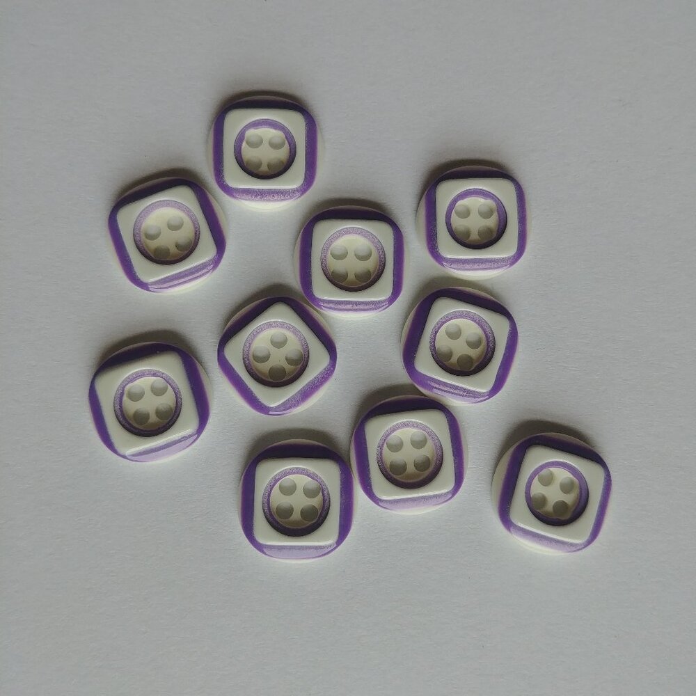 4/$20 White and purple circle square matching buttons set of 10 ten